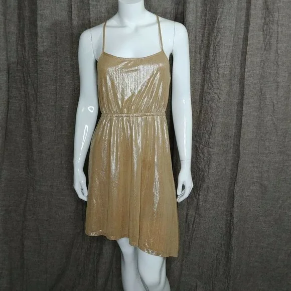 sadie gold dress Sadie Long Sleeve Cut Out Back High Slit Maxi Dress S / Gold